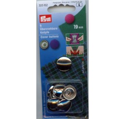 Cover Buttons brass silver col 19 mm without tool