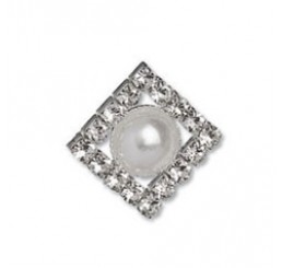 Diamante Button Square - Crystal / Nickel - 23mm