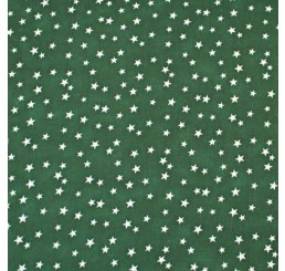 100% Cotton Christmas Fabric - White Stars on Green