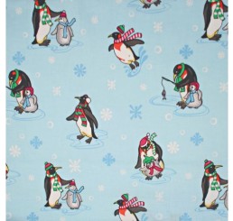 100% Cotton Christmas Fabric - Penguins 