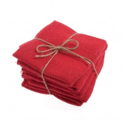 Red Hessian Fat Quarters : Naturals - 4 pack