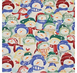 100% Cotton Christmas Fabric - Snowman faces 