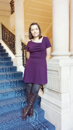 purple ponti roma dress
